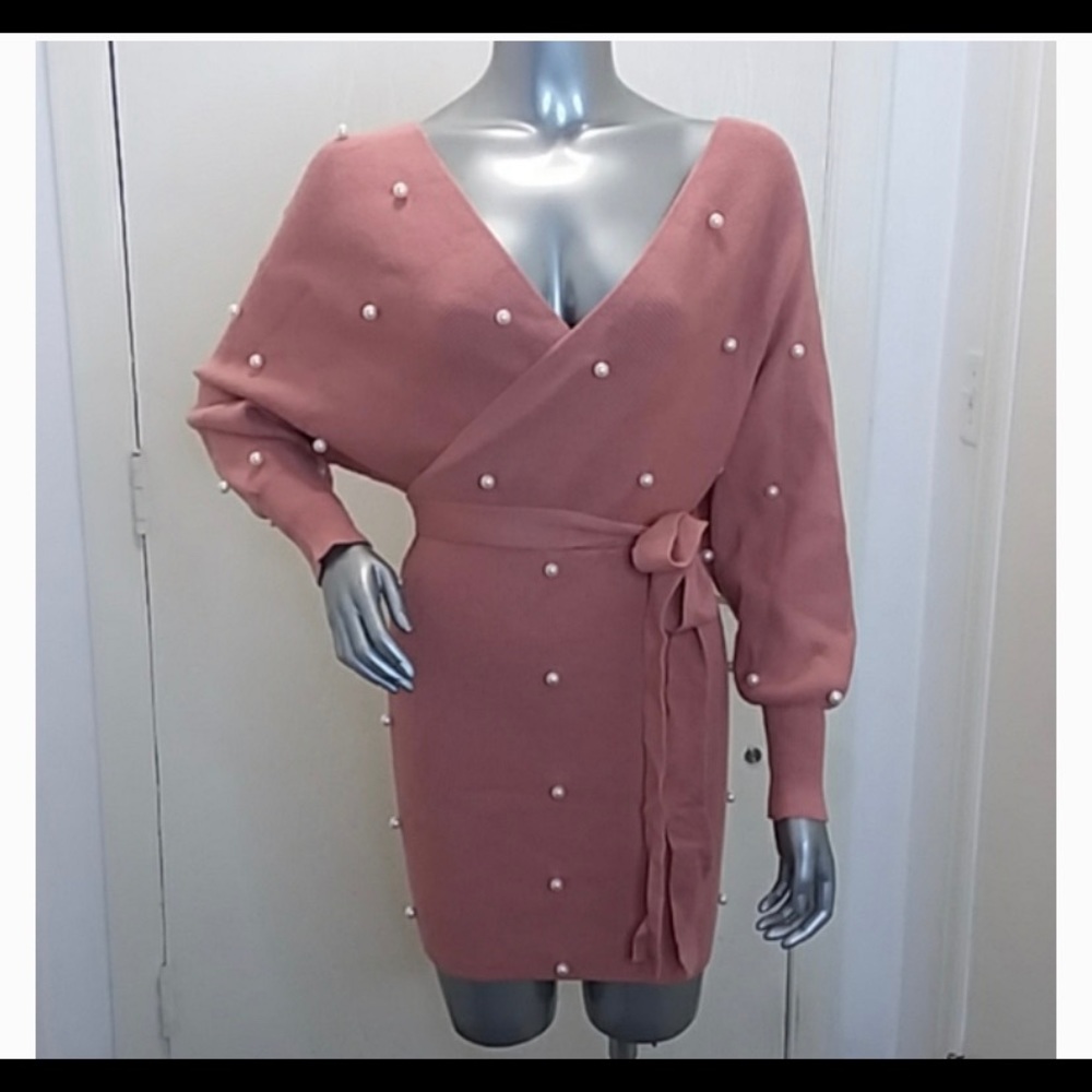 Sweater Dress with Pearls